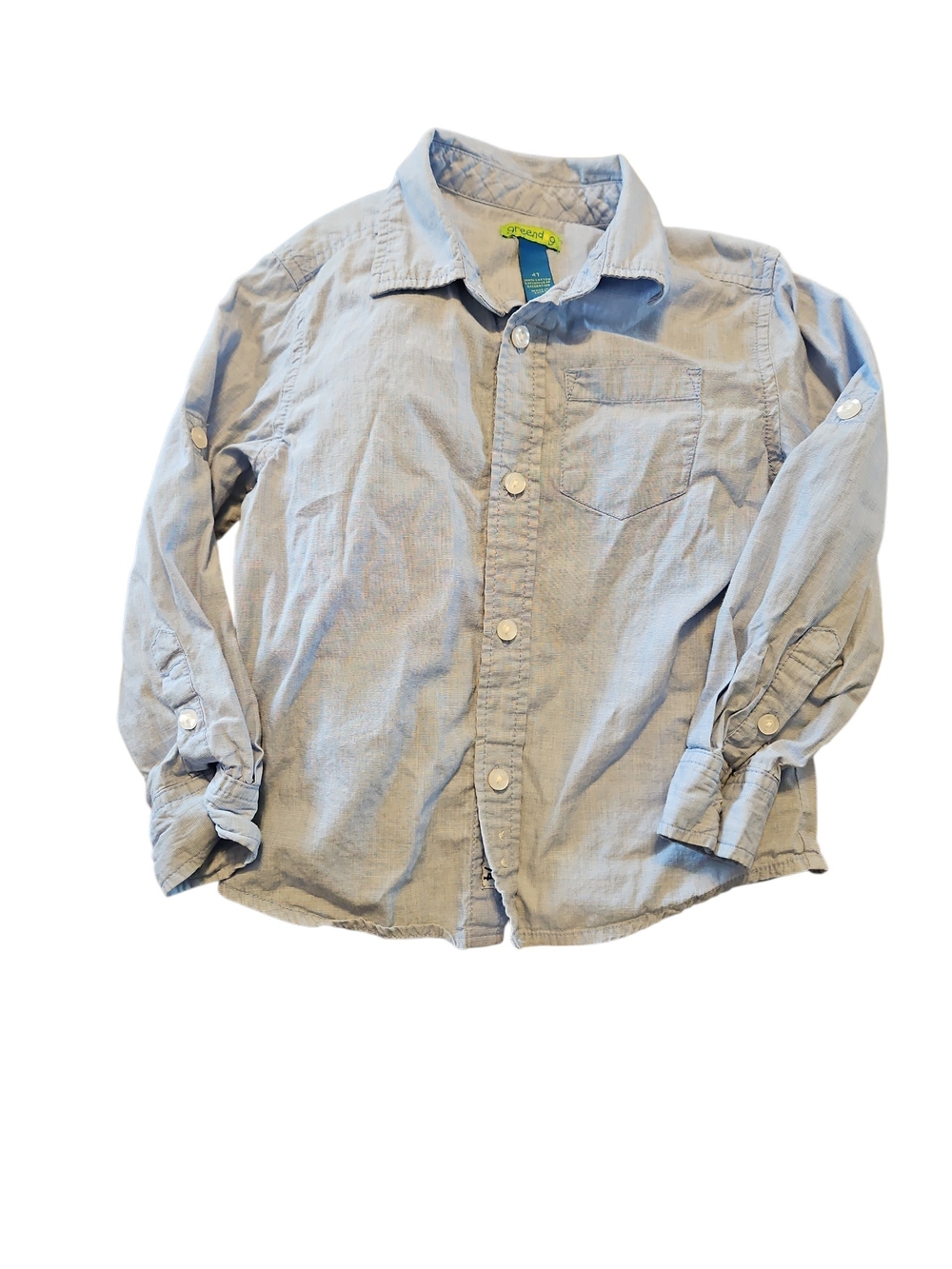Light Blue Button-Front Kids Shirt GreenDog Size 4t